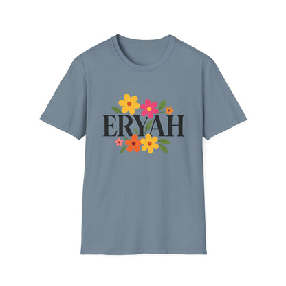 "ERYAH Floral Power Typography Tee - Retro Bloom Streetwear"
