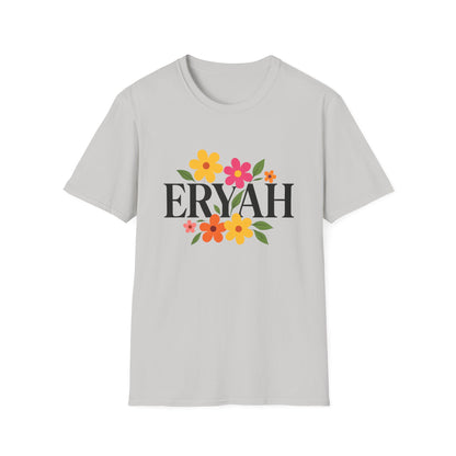 "ERYAH Floral Power Typography Tee - Retro Bloom Streetwear"