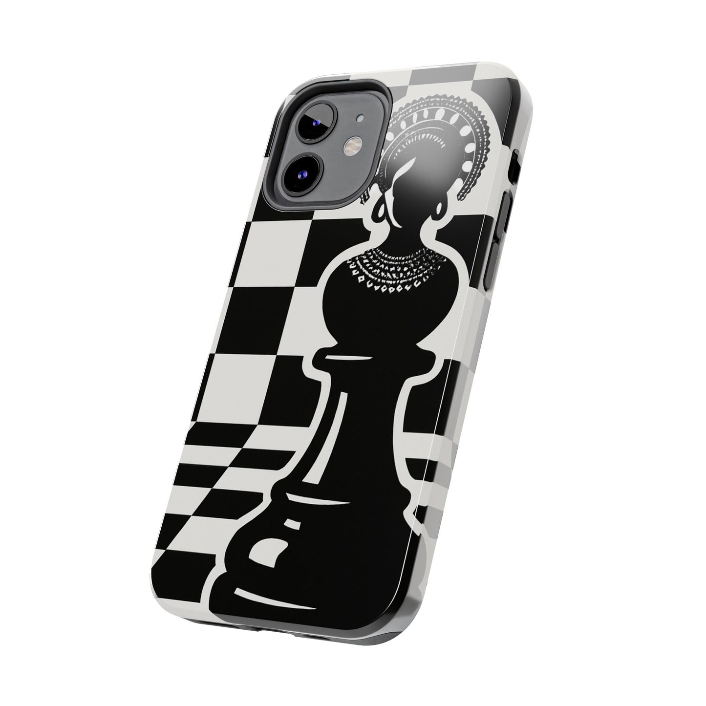 Chess Queen Phone Case, Tough Phone Cases, Stylish Accessories, Unique Gift, Geometric Design, Black and White Aesthetic