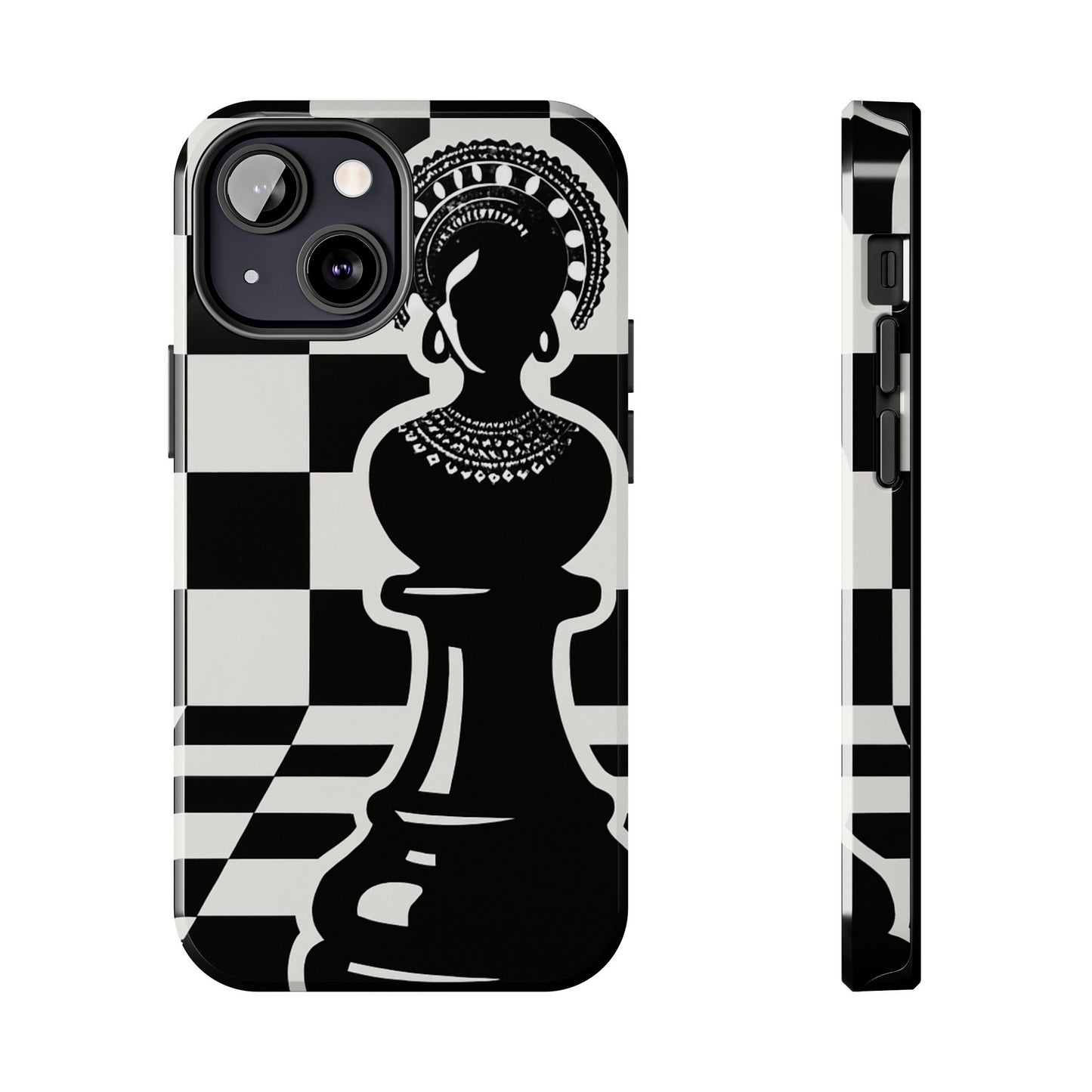 Chess Queen Phone Case, Tough Phone Cases, Stylish Accessories, Unique Gift, Geometric Design, Black and White Aesthetic