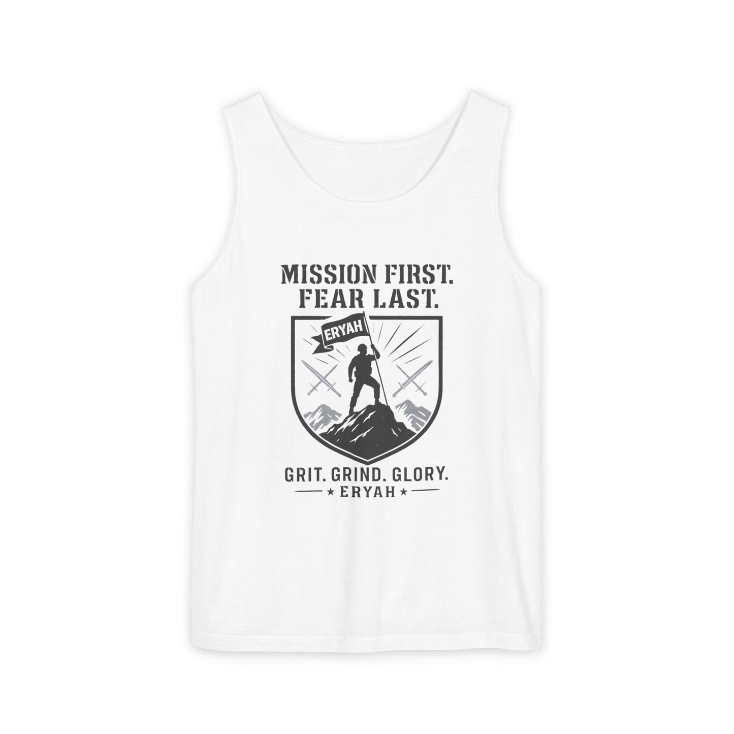 Motivational Tank Top - Mission First, Fear Last, Fitness Apparel, Workout Shirt, Gym Clothing, Inspirational Gift