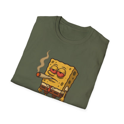1GunBob – The Blazed Sponge 🧽🔥🪵, Chill SpongeBob Tee, Fun Graphic Tee, Casual Wear, Gift for Fans, Humor Apparel, Unique Summer Shirt