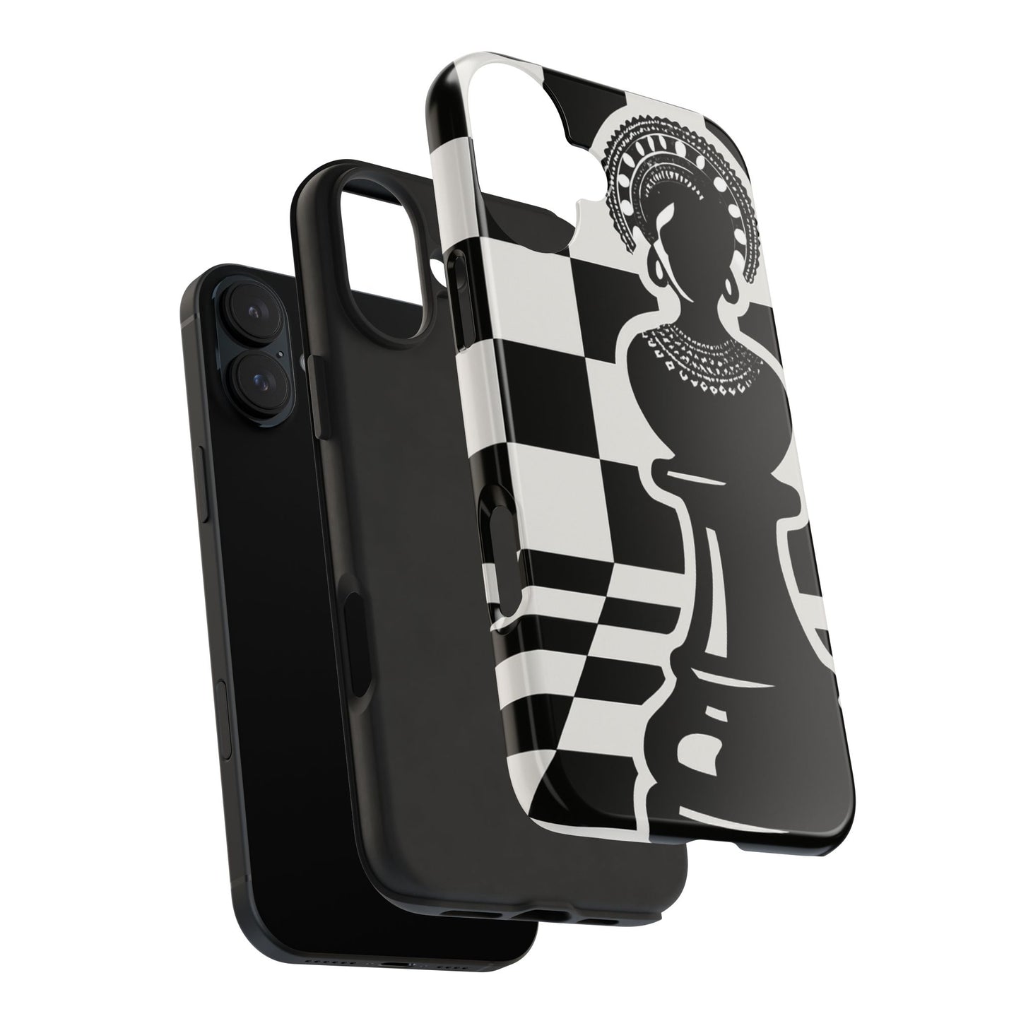 Chess Queen Phone Case, Tough Phone Cases, Stylish Accessories, Unique Gift, Geometric Design, Black and White Aesthetic