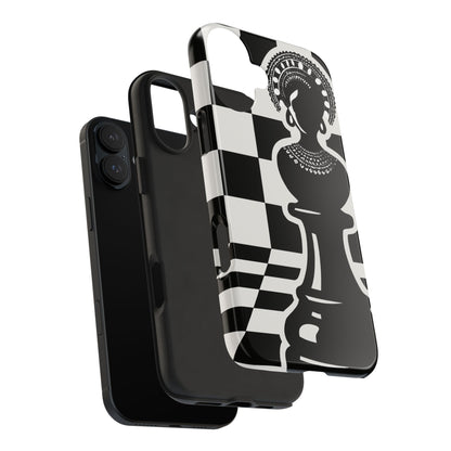 Chess Queen Phone Case, Tough Phone Cases, Stylish Accessories, Unique Gift, Geometric Design, Black and White Aesthetic