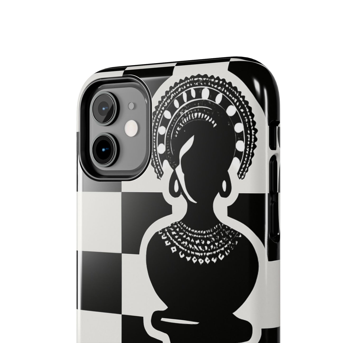 Chess Queen Phone Case, Tough Phone Cases, Stylish Accessories, Unique Gift, Geometric Design, Black and White Aesthetic