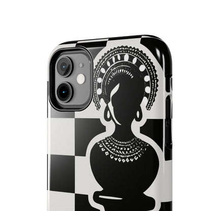 Chess Queen Phone Case, Tough Phone Cases, Stylish Accessories, Unique Gift, Geometric Design, Black and White Aesthetic