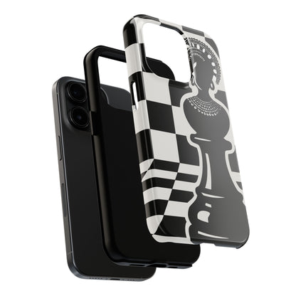 Chess Queen Phone Case, Tough Phone Cases, Stylish Accessories, Unique Gift, Geometric Design, Black and White Aesthetic