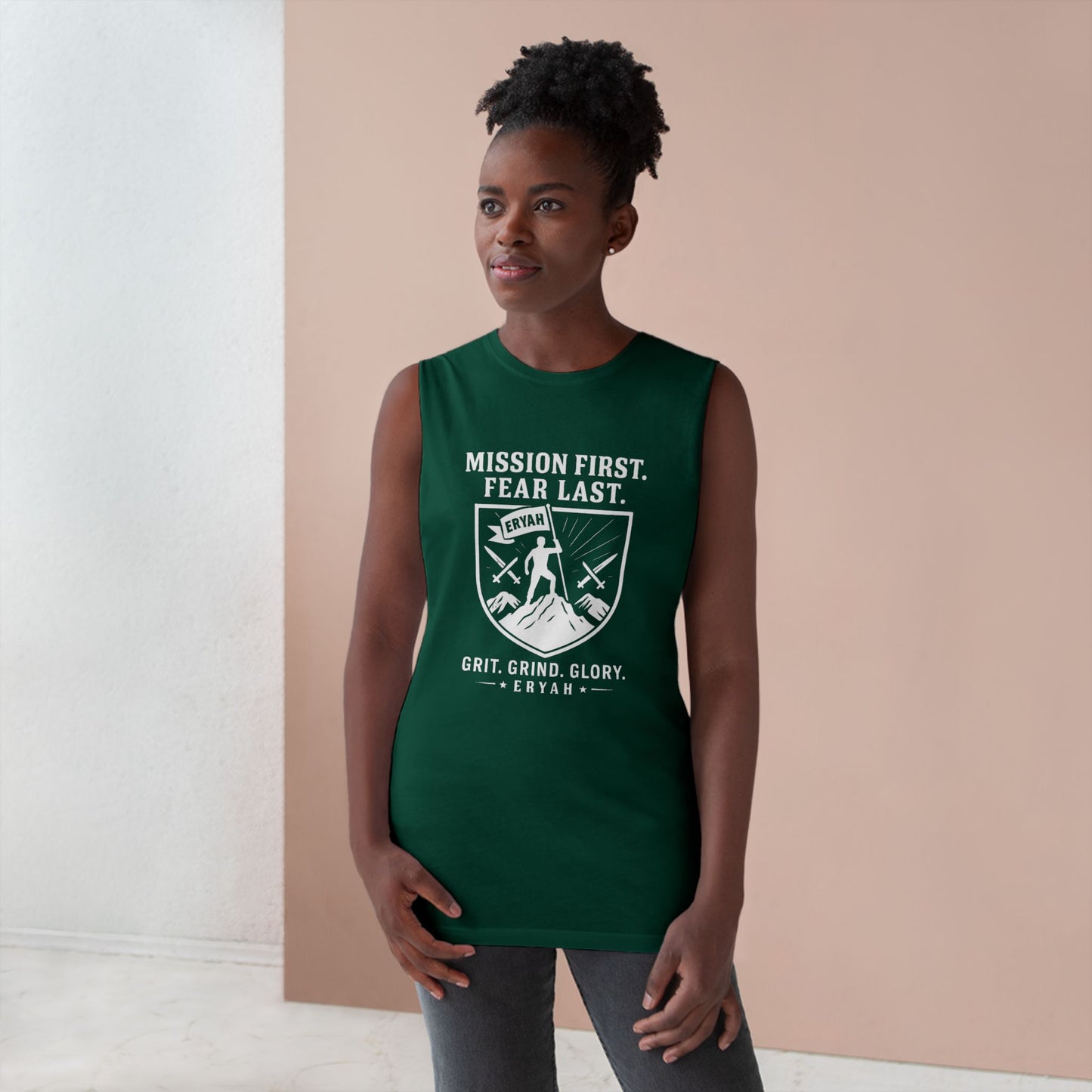 Unisex Barnard Tank: Mission First, Plan Last, Inspirational Workout Top, Casual Summer Shirt, Fitness Gift, Gym Wear