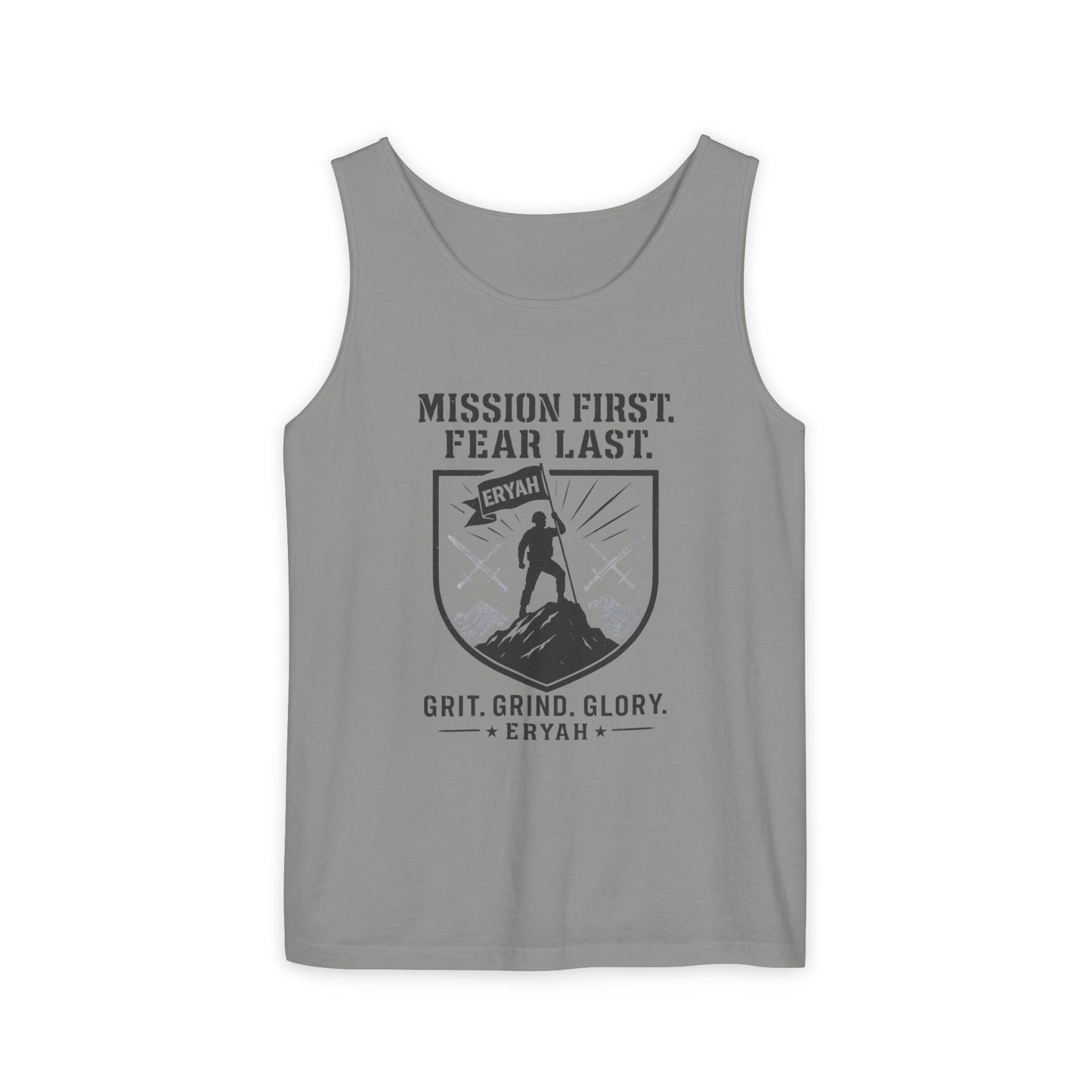 Motivational Tank Top - Mission First, Fear Last, Fitness Apparel, Workout Shirt, Gym Clothing, Inspirational Gift