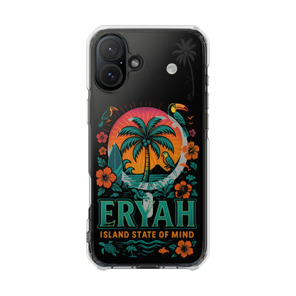 Tropical Phone Case featuring ,Eryah, Island State of Mind' Design,  Clear Magnetic Impact Protection, Perfect Gift for Vacation