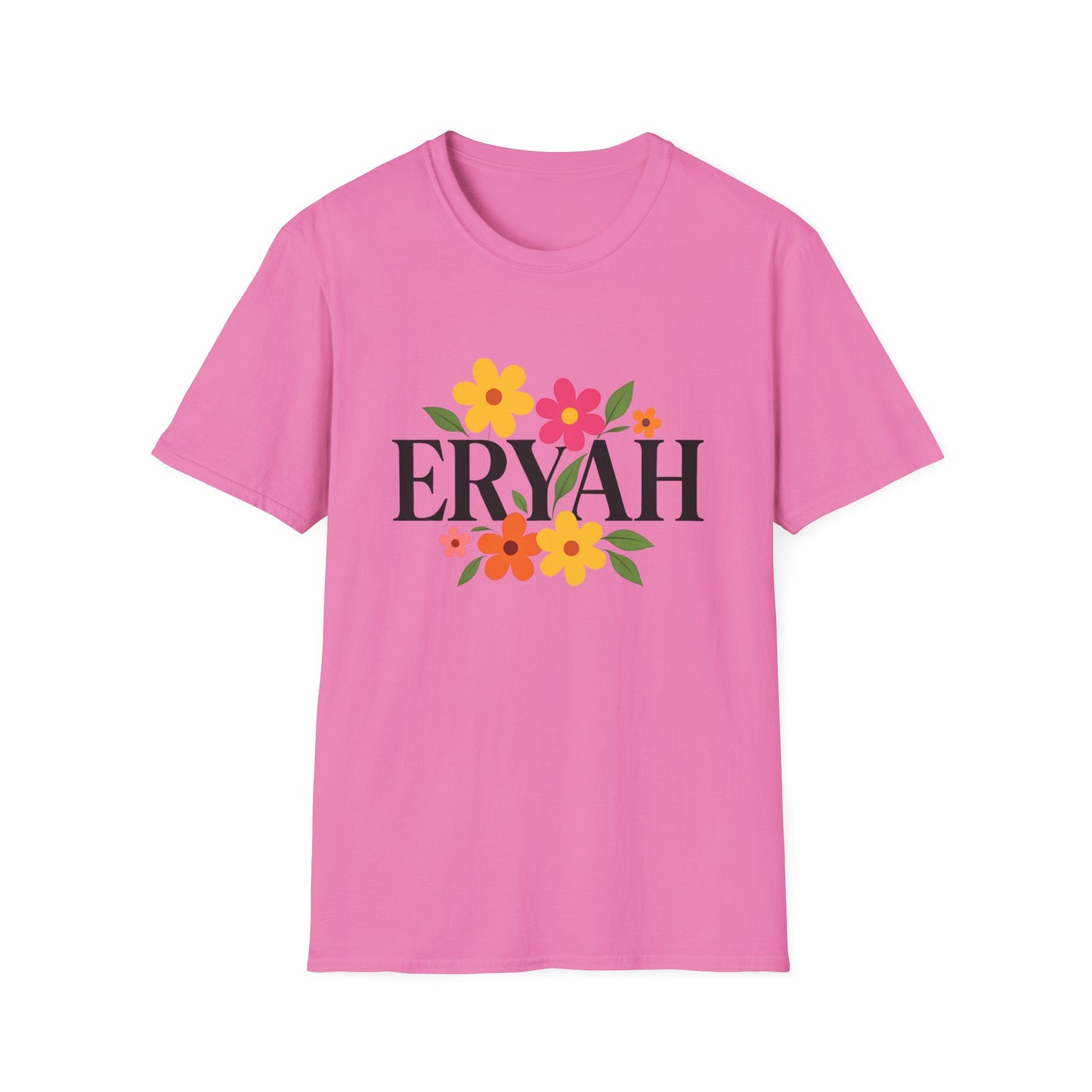 "ERYAH Floral Power Typography Tee - Retro Bloom Streetwear"