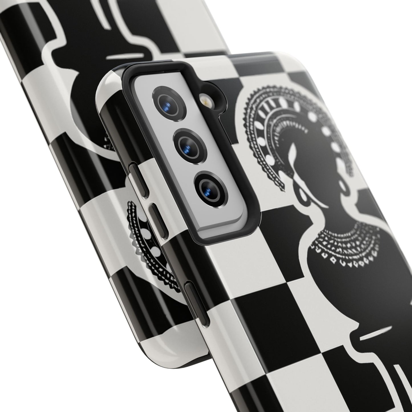 Chess Queen Phone Case, Tough Phone Cases, Stylish Accessories, Unique Gift, Geometric Design, Black and White Aesthetic