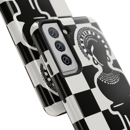 Chess Queen Phone Case, Tough Phone Cases, Stylish Accessories, Unique Gift, Geometric Design, Black and White Aesthetic
