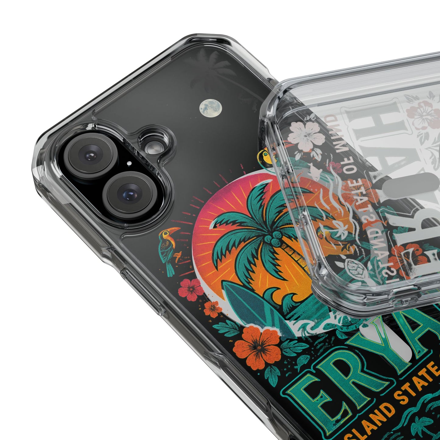 Tropical Phone Case featuring ,Eryah, Island State of Mind' Design,  Clear Magnetic Impact Protection, Perfect Gift for Vacation