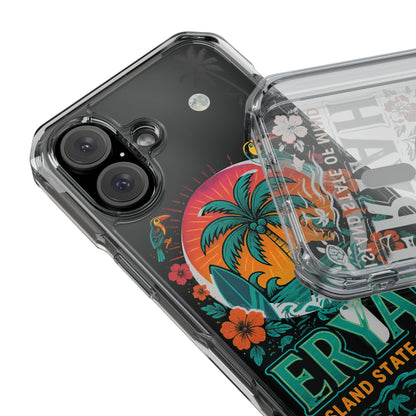 Tropical Phone Case featuring ,Eryah, Island State of Mind' Design,  Clear Magnetic Impact Protection, Perfect Gift for Vacation