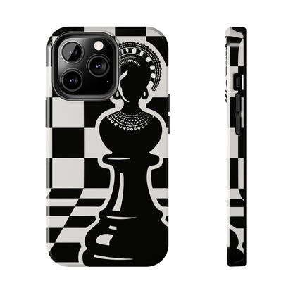 Chess Queen Phone Case, Tough Phone Cases, Stylish Accessories, Unique Gift, Geometric Design, Black and White Aesthetic