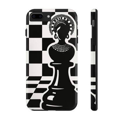 Chess Queen Phone Case, Tough Phone Cases, Stylish Accessories, Unique Gift, Geometric Design, Black and White Aesthetic