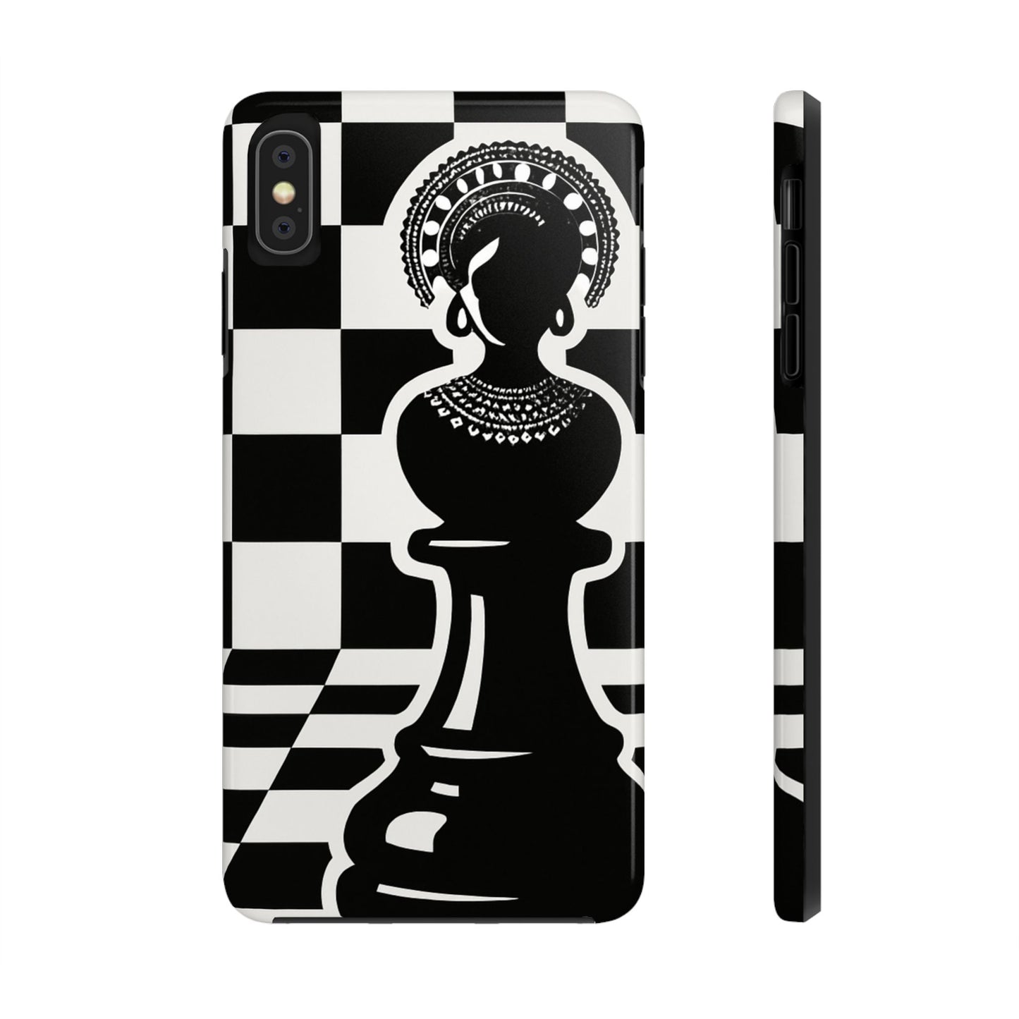 Chess Queen Phone Case, Tough Phone Cases, Stylish Accessories, Unique Gift, Geometric Design, Black and White Aesthetic