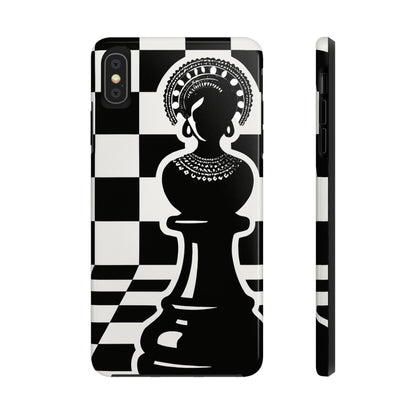 Chess Queen Phone Case, Tough Phone Cases, Stylish Accessories, Unique Gift, Geometric Design, Black and White Aesthetic