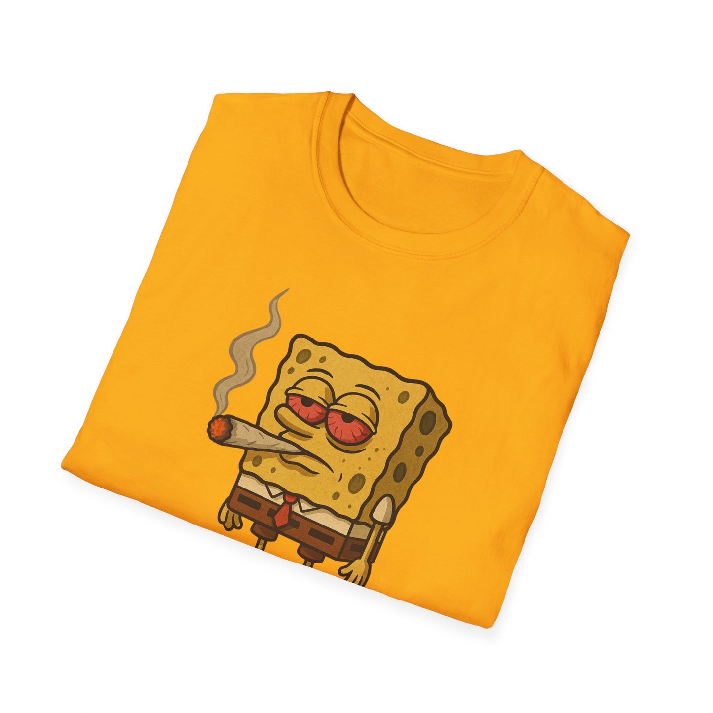 1GunBob – The Blazed Sponge 🧽🔥🪵, Chill SpongeBob Tee, Fun Graphic Tee, Casual Wear, Gift for Fans, Humor Apparel, Unique Summer Shirt