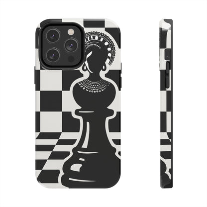 Chess Queen Phone Case, Tough Phone Cases, Stylish Accessories, Unique Gift, Geometric Design, Black and White Aesthetic