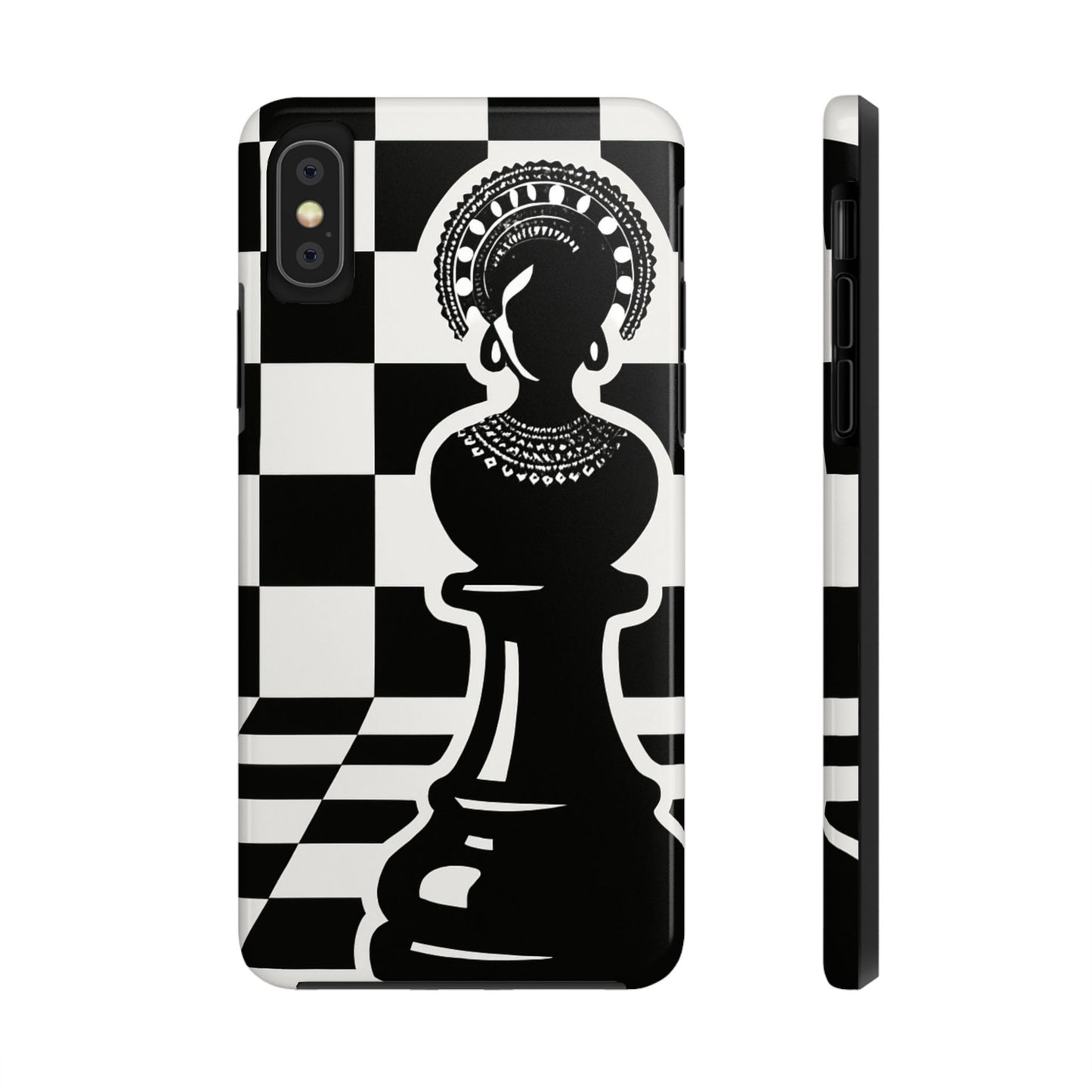 Chess Queen Phone Case, Tough Phone Cases, Stylish Accessories, Unique Gift, Geometric Design, Black and White Aesthetic