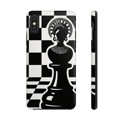 Chess Queen Phone Case, Tough Phone Cases, Stylish Accessories, Unique Gift, Geometric Design, Black and White Aesthetic