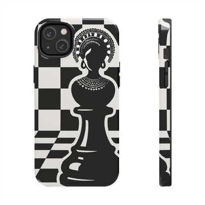 Chess Queen Phone Case, Tough Phone Cases, Stylish Accessories, Unique Gift, Geometric Design, Black and White Aesthetic