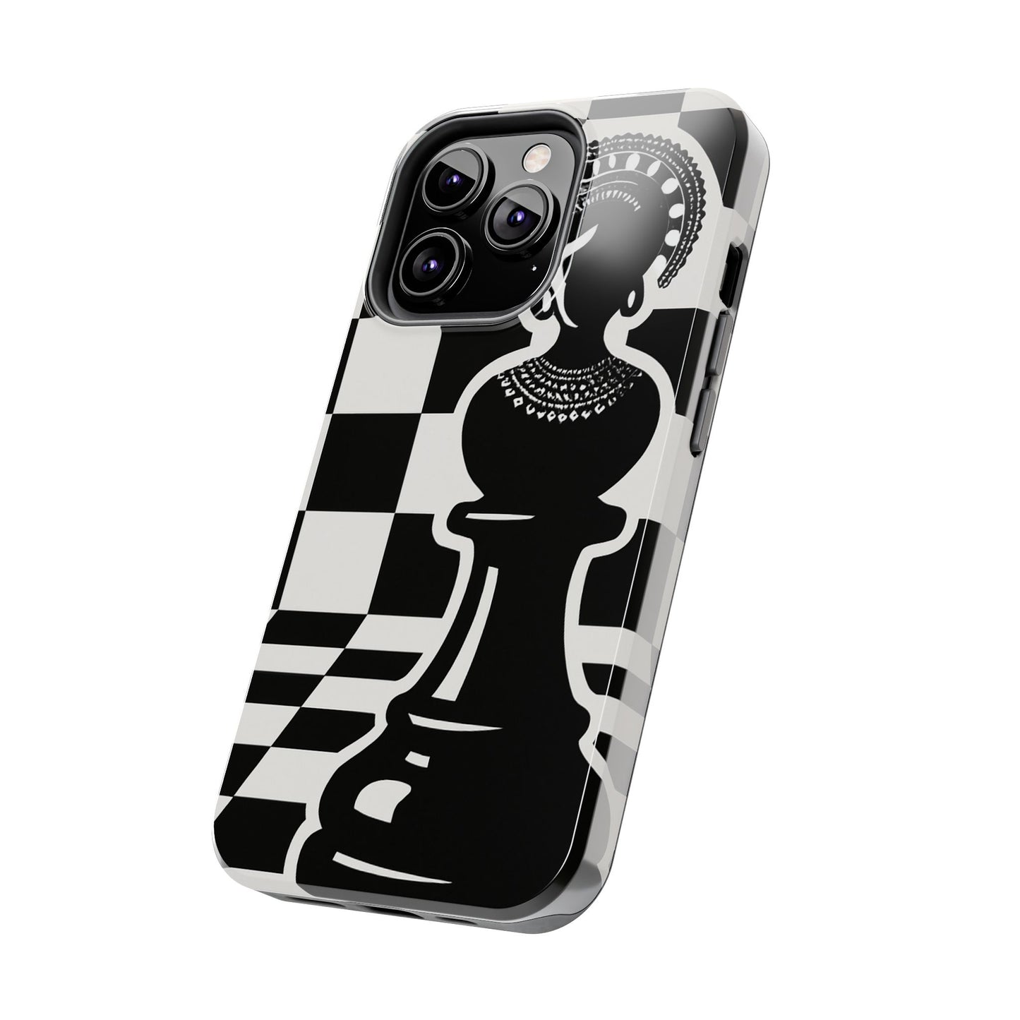 Chess Queen Phone Case, Tough Phone Cases, Stylish Accessories, Unique Gift, Geometric Design, Black and White Aesthetic
