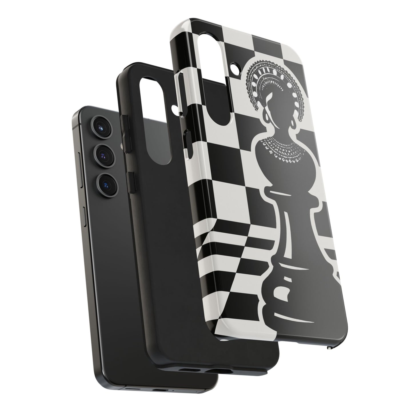 Chess Queen Phone Case, Tough Phone Cases, Stylish Accessories, Unique Gift, Geometric Design, Black and White Aesthetic