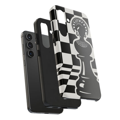 Chess Queen Phone Case, Tough Phone Cases, Stylish Accessories, Unique Gift, Geometric Design, Black and White Aesthetic