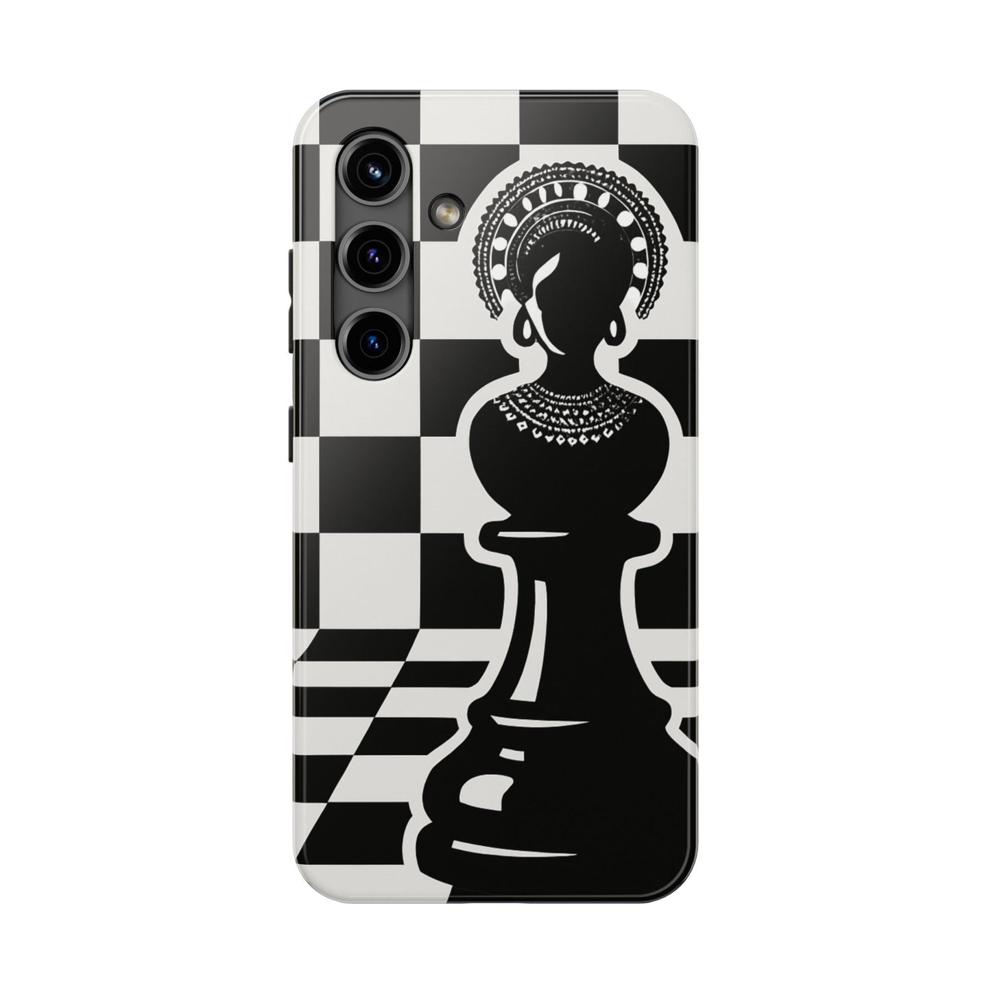 Chess Queen Phone Case, Tough Phone Cases, Stylish Accessories, Unique Gift, Geometric Design, Black and White Aesthetic