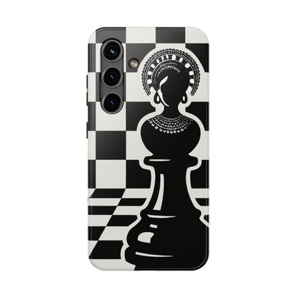 Chess Queen Phone Case, Tough Phone Cases, Stylish Accessories, Unique Gift, Geometric Design, Black and White Aesthetic