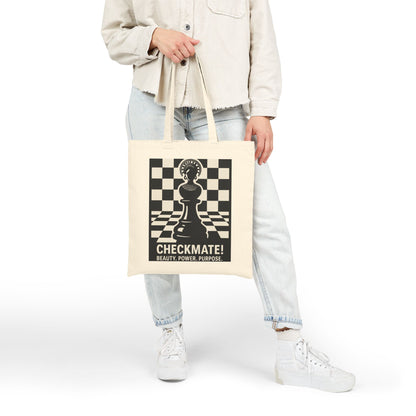 "Checkmate! Beauty, Power, Purpose" – Empowering Chess Queen Tote Bag