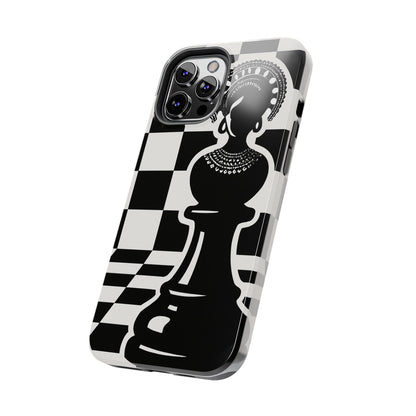 Chess Queen Phone Case, Tough Phone Cases, Stylish Accessories, Unique Gift, Geometric Design, Black and White Aesthetic