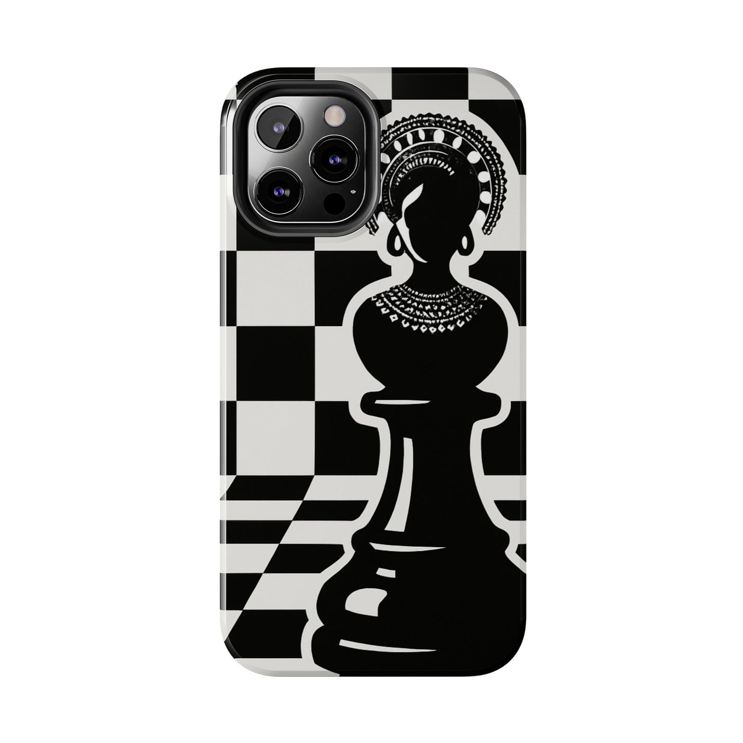 Chess Queen Phone Case, Tough Phone Cases, Stylish Accessories, Unique Gift, Geometric Design, Black and White Aesthetic