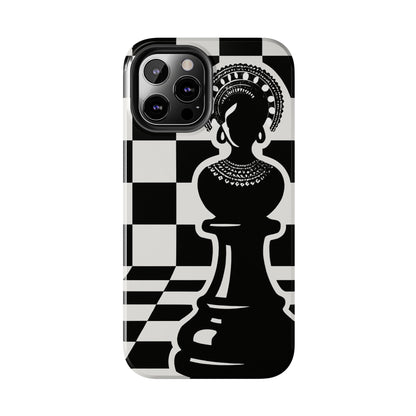 Chess Queen Phone Case, Tough Phone Cases, Stylish Accessories, Unique Gift, Geometric Design, Black and White Aesthetic