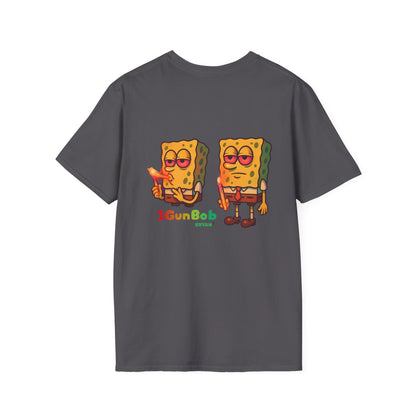 1GunBob – The Blazed Sponge 🧽🔥🪵, Chill SpongeBob Tee, Fun Graphic Tee, Casual Wear, Gift for Fans, Humor Apparel, Unique Summer Shirt