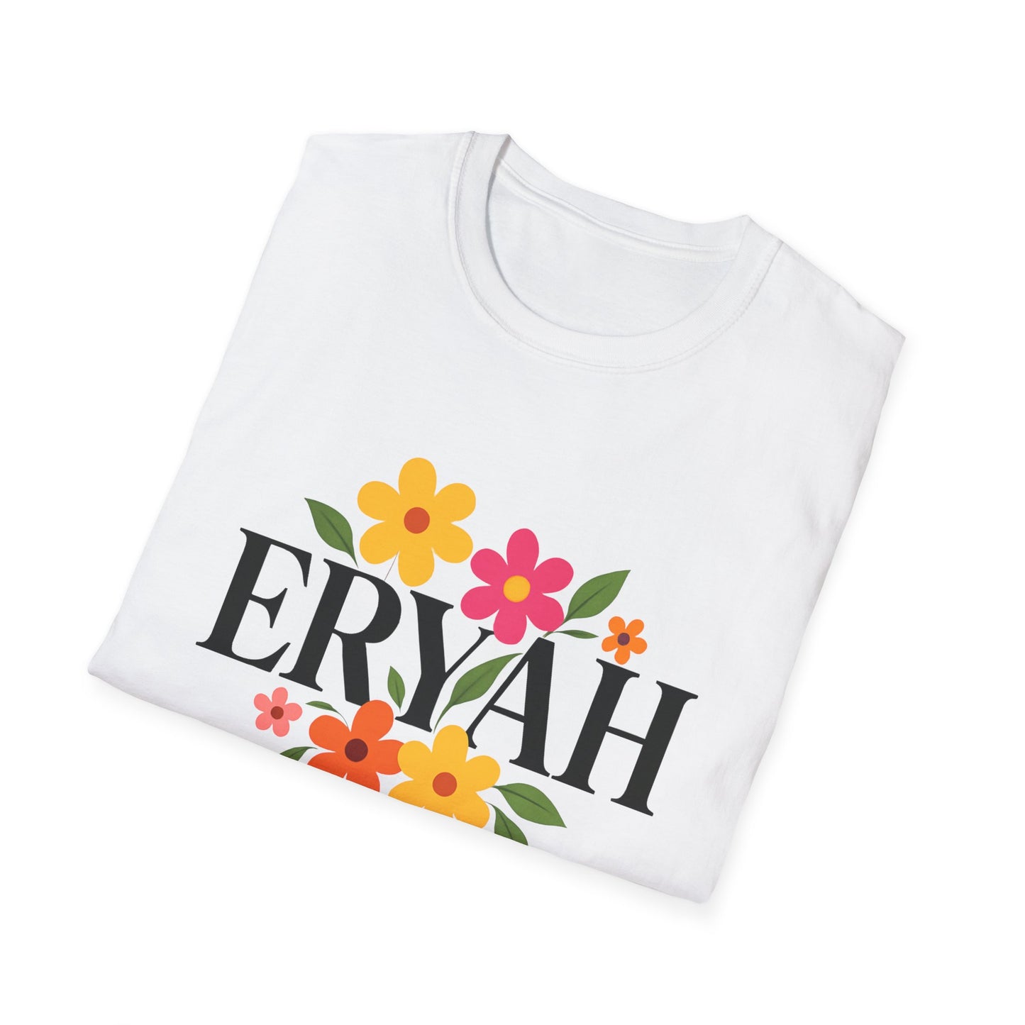 "ERYAH Floral Power Typography Tee - Retro Bloom Streetwear"
