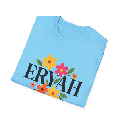 "ERYAH Floral Power Typography Tee - Retro Bloom Streetwear"