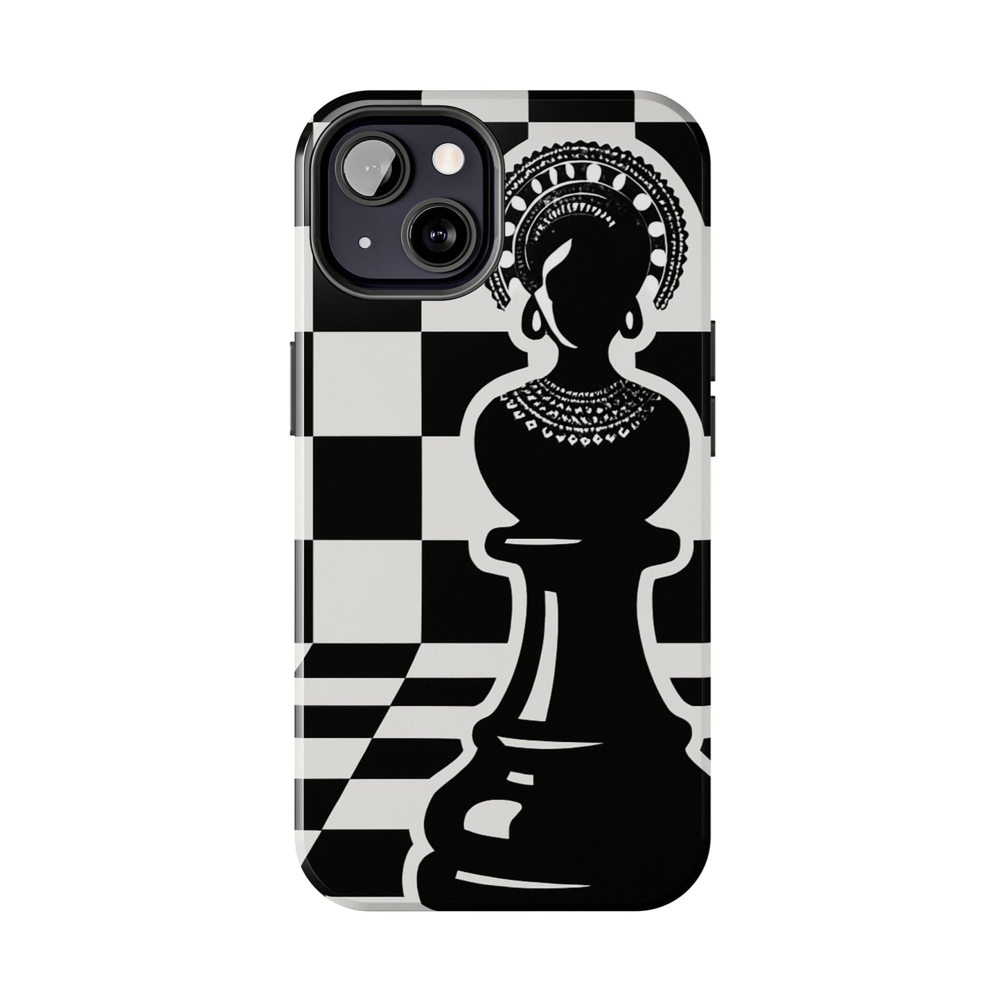 Chess Queen Phone Case, Tough Phone Cases, Stylish Accessories, Unique Gift, Geometric Design, Black and White Aesthetic