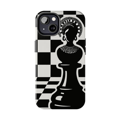 Chess Queen Phone Case, Tough Phone Cases, Stylish Accessories, Unique Gift, Geometric Design, Black and White Aesthetic