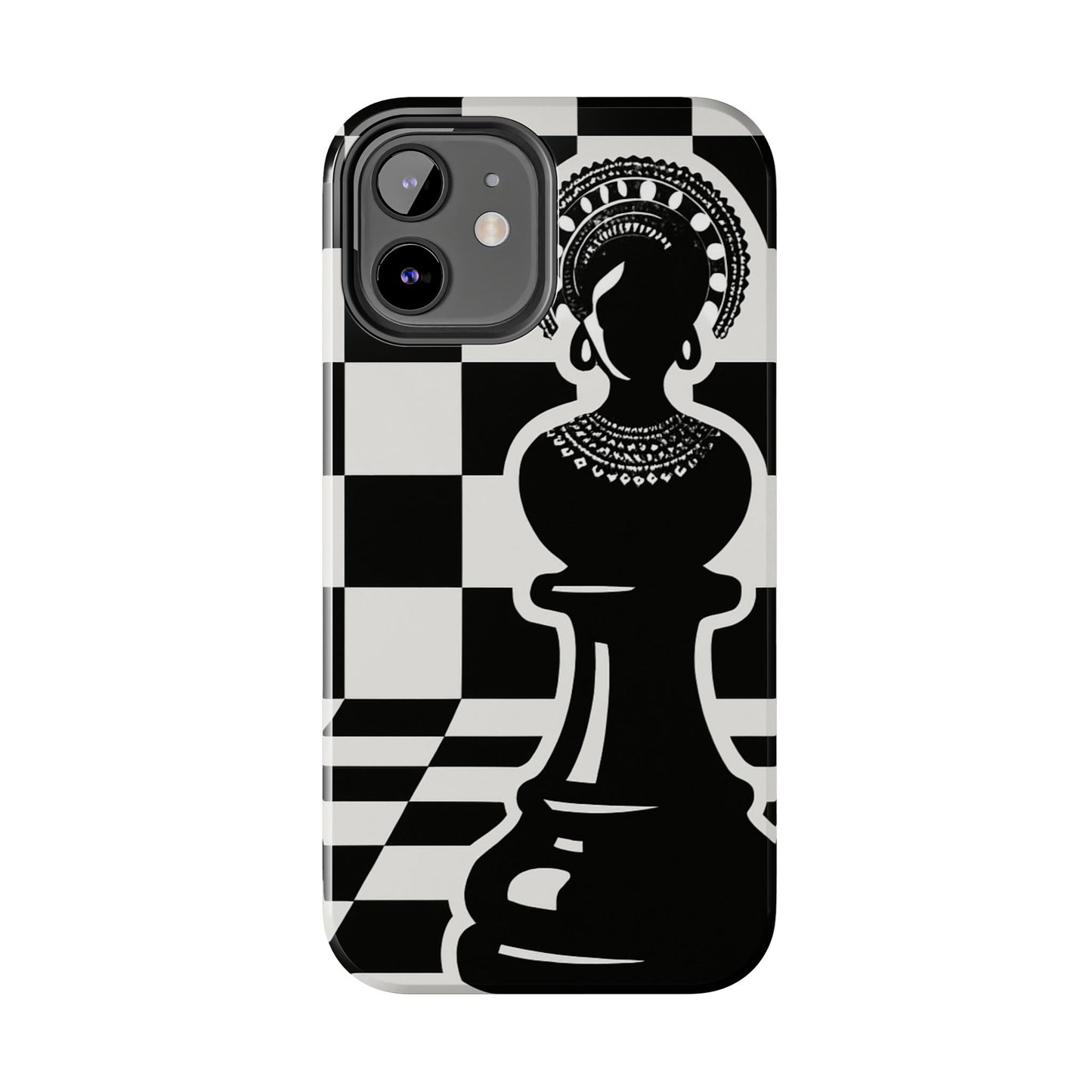 Chess Queen Phone Case, Tough Phone Cases, Stylish Accessories, Unique Gift, Geometric Design, Black and White Aesthetic