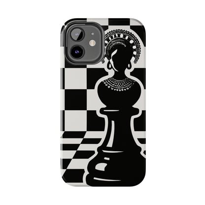 Chess Queen Phone Case, Tough Phone Cases, Stylish Accessories, Unique Gift, Geometric Design, Black and White Aesthetic