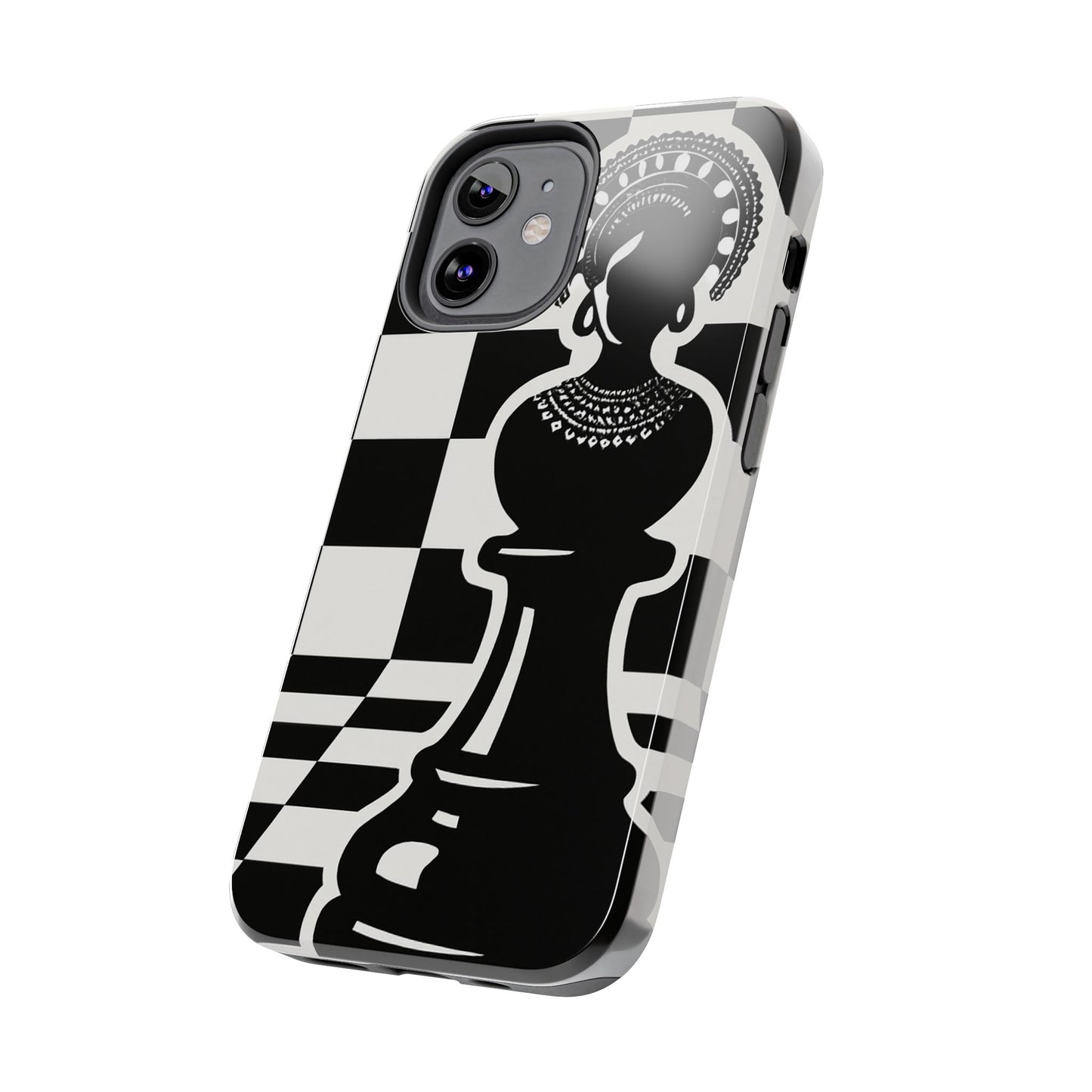 Chess Queen Phone Case, Tough Phone Cases, Stylish Accessories, Unique Gift, Geometric Design, Black and White Aesthetic