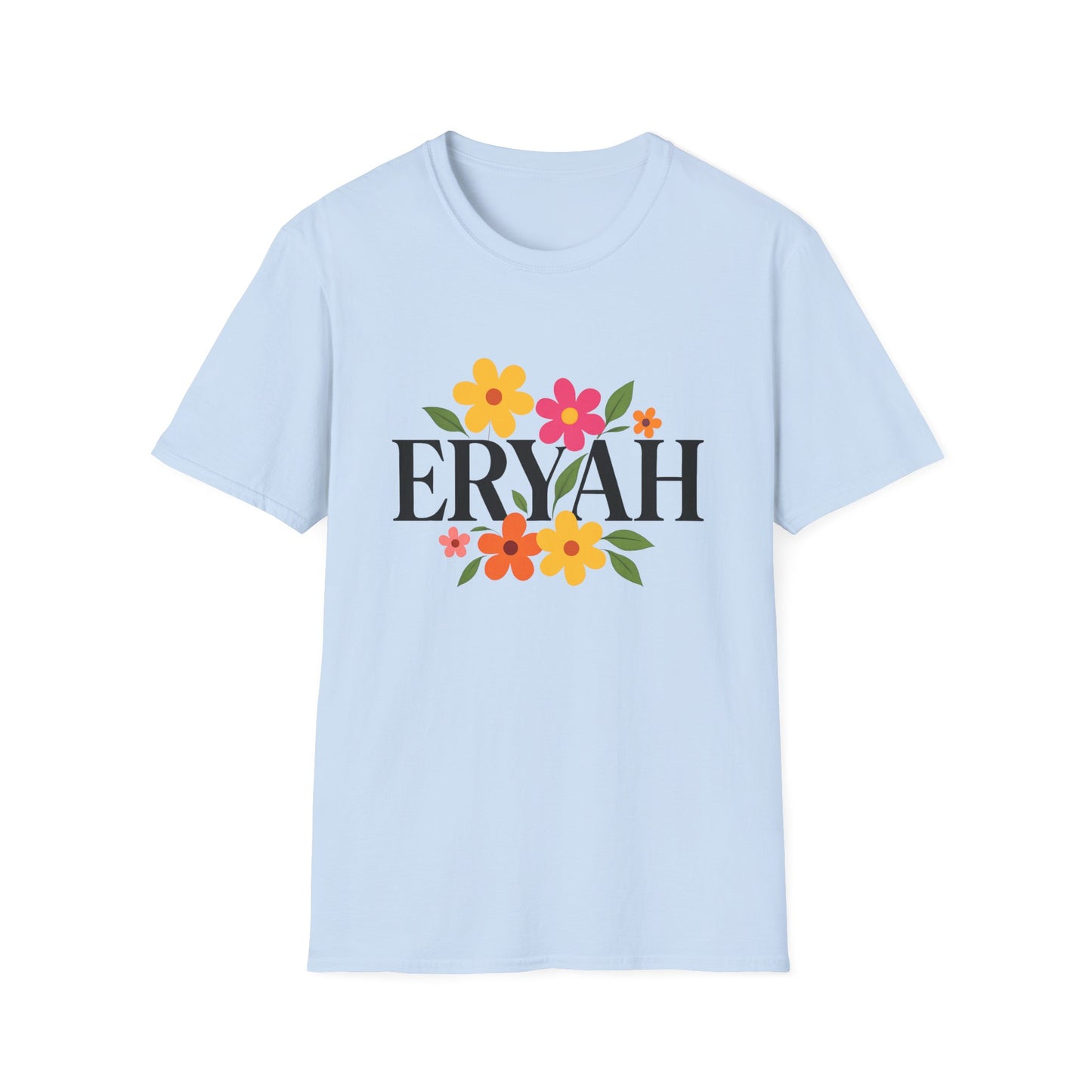 "ERYAH Floral Power Typography Tee - Retro Bloom Streetwear"