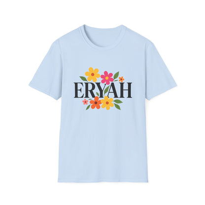 "ERYAH Floral Power Typography Tee - Retro Bloom Streetwear"
