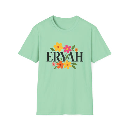 "ERYAH Floral Power Typography Tee - Retro Bloom Streetwear"