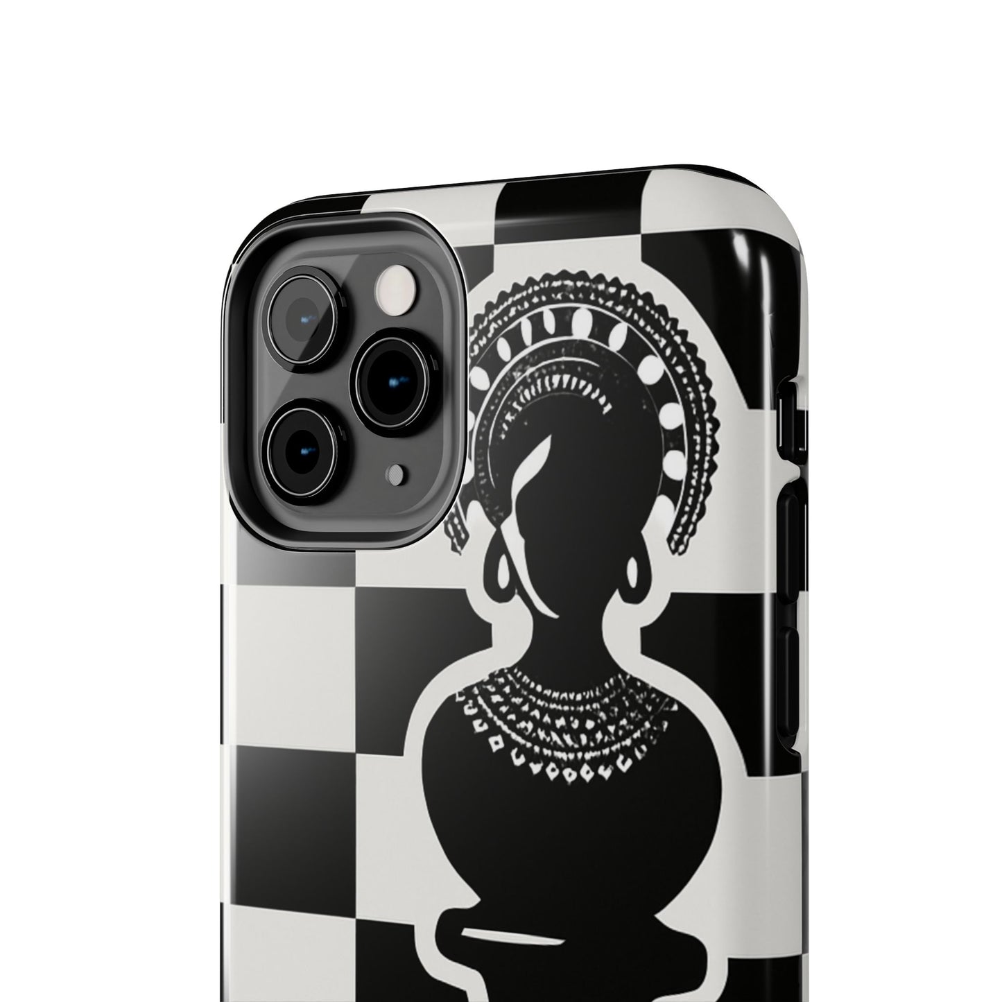 Chess Queen Phone Case, Tough Phone Cases, Stylish Accessories, Unique Gift, Geometric Design, Black and White Aesthetic