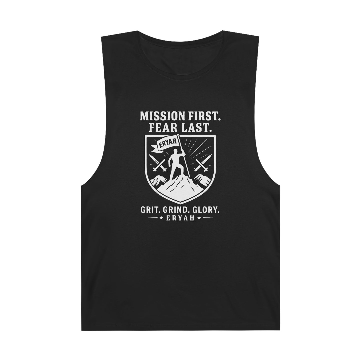 Unisex Barnard Tank: Mission First, Plan Last, Inspirational Workout Top, Casual Summer Shirt, Fitness Gift, Gym Wear